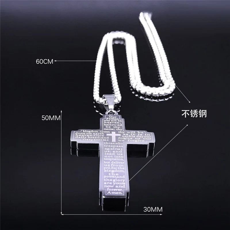 Stainless Steel Cross Chain Necklace For Men