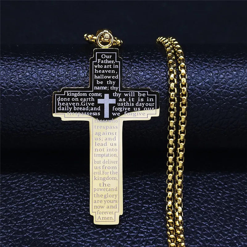 Stainless Steel Cross Chain Necklace For Men
