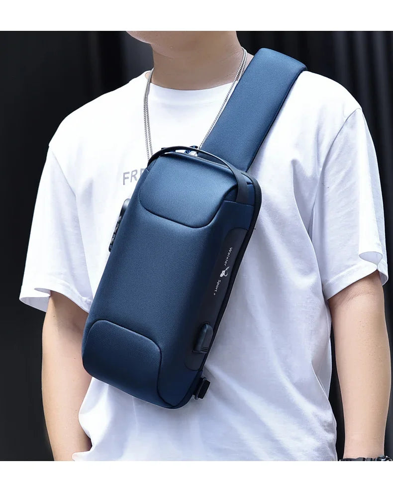 Designer Multifunction Anti-theft USB Shoulder Crossbody Bag Travel Sling Pack Messenger Pack Chest Bag Male Luxury Brand Men