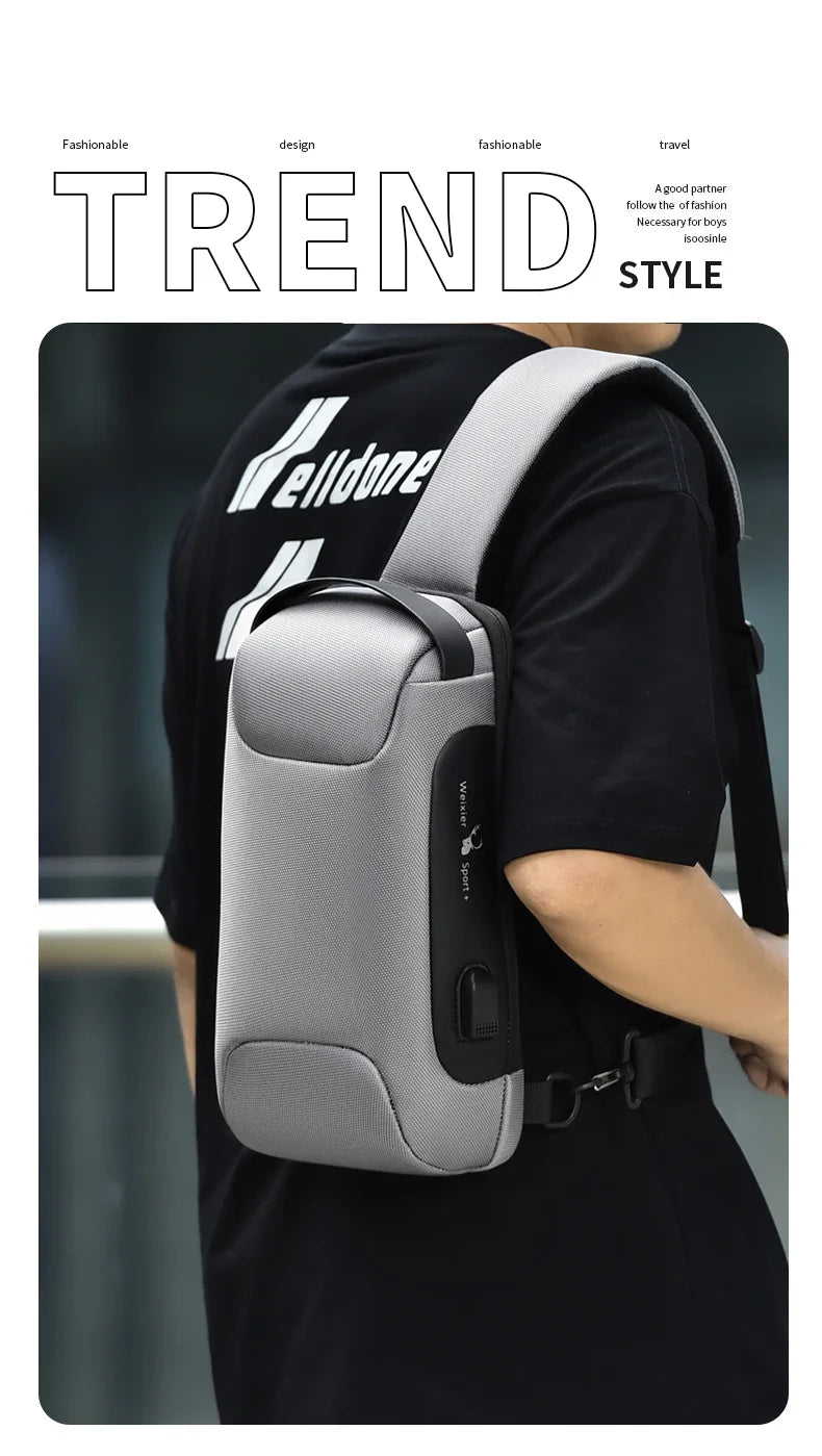 Designer Multifunction Anti-theft USB Shoulder Crossbody Bag Travel Sling Pack Messenger Pack Chest Bag Male Luxury Brand Men