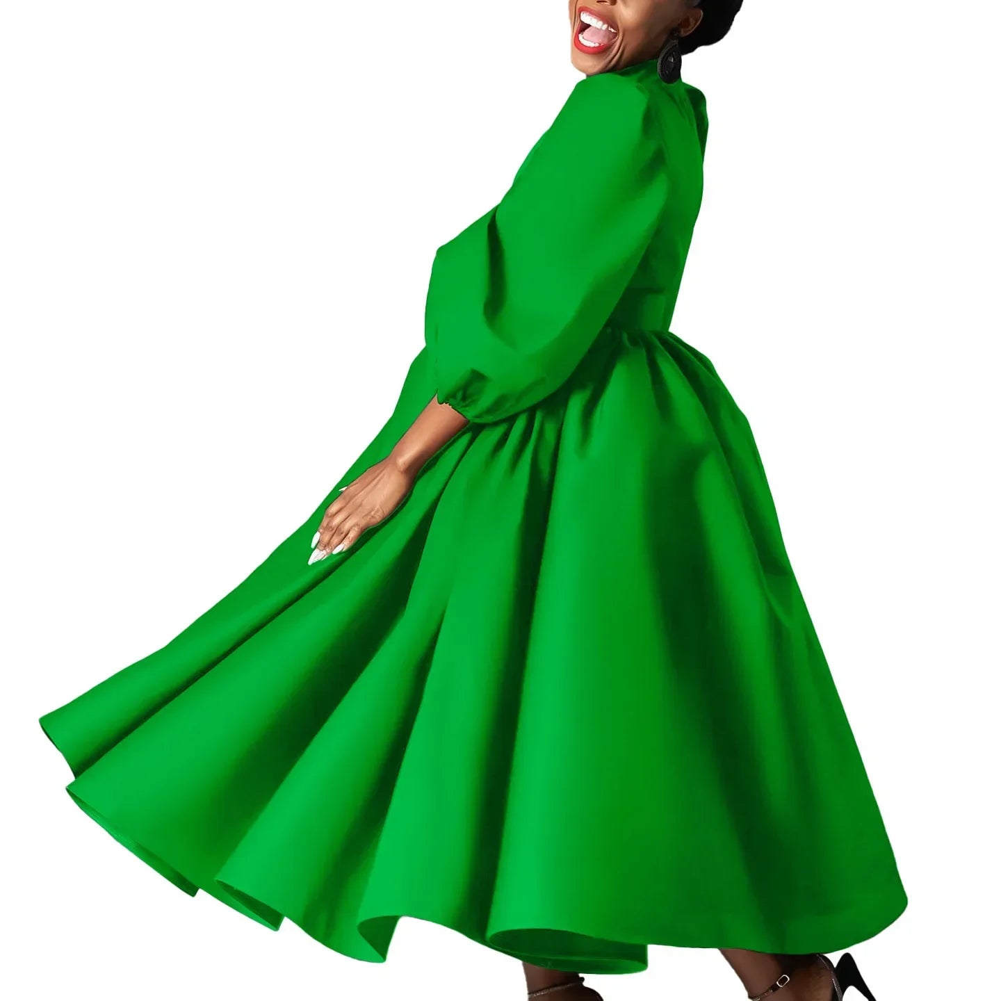 African Dresses For Women Summer Autumn Africa Clothing Wrist Sleeve Sexy O-Neck Perspective Dress Office Lady Party And Belt