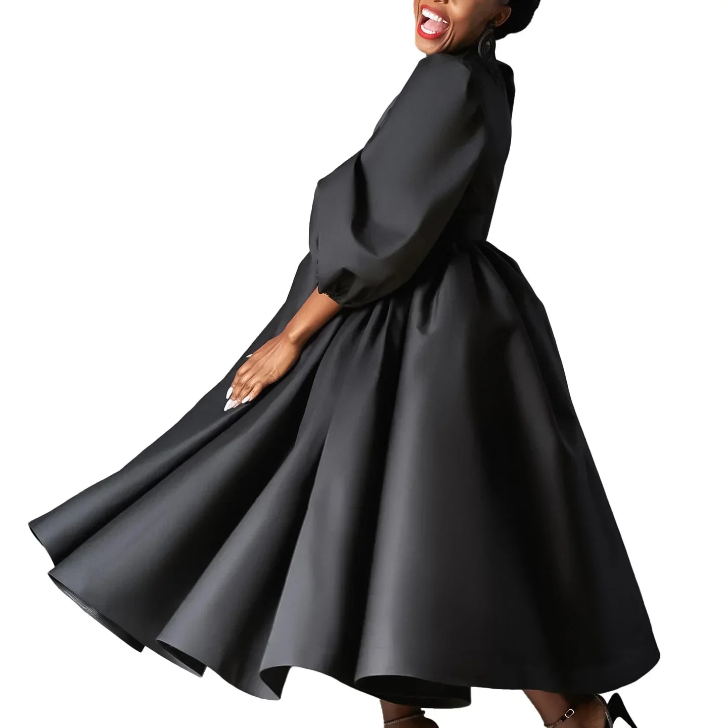 African Dresses For Women Summer Autumn Africa Clothing Wrist Sleeve Sexy O-Neck Perspective Dress Office Lady Party And Belt