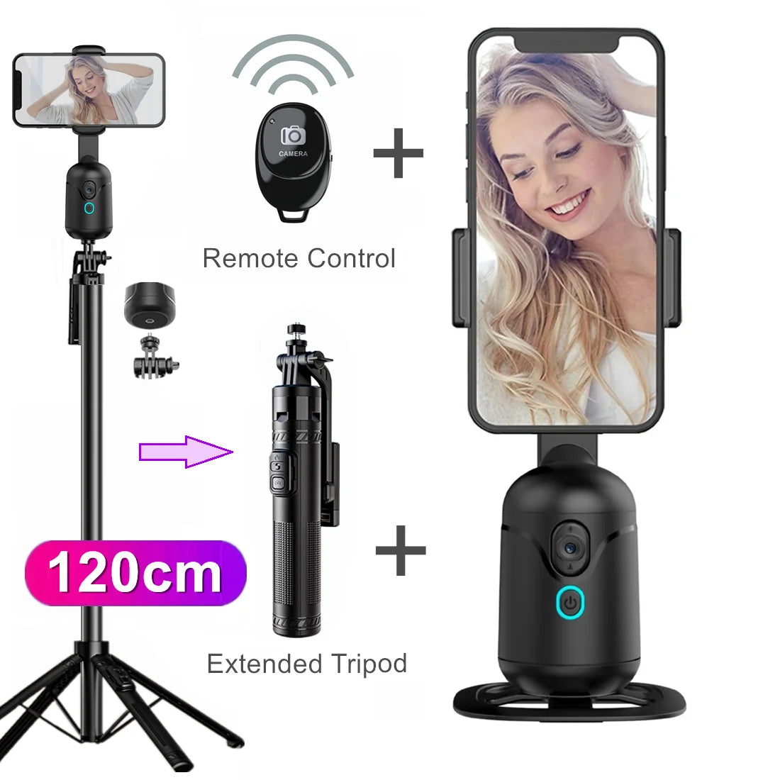 360°Panorama Rotation Follow Gimbal for Vlog Video Recording Phone Selifie Stick Tripod for Mobile iPhone Auto Face Tracker