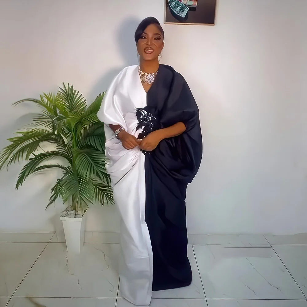 Elegance african dresses for woman Color blocking african dresses for woman party Plus size robe africains femme