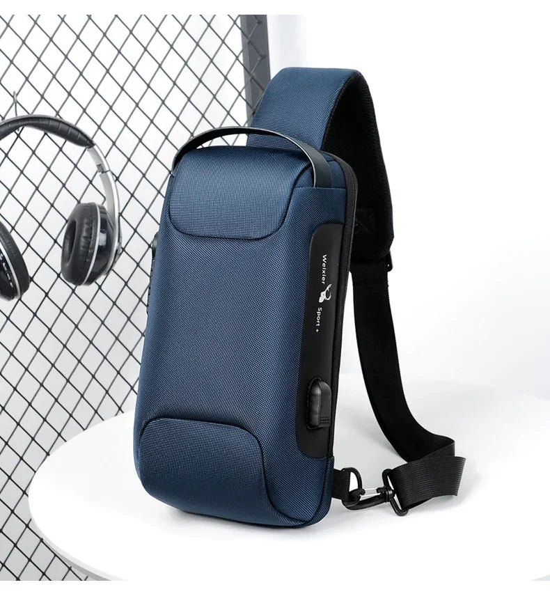 Designer Multifunction Anti-theft USB Shoulder Crossbody Bag Travel Sling Pack Messenger Pack Chest Bag Male Luxury Brand Men