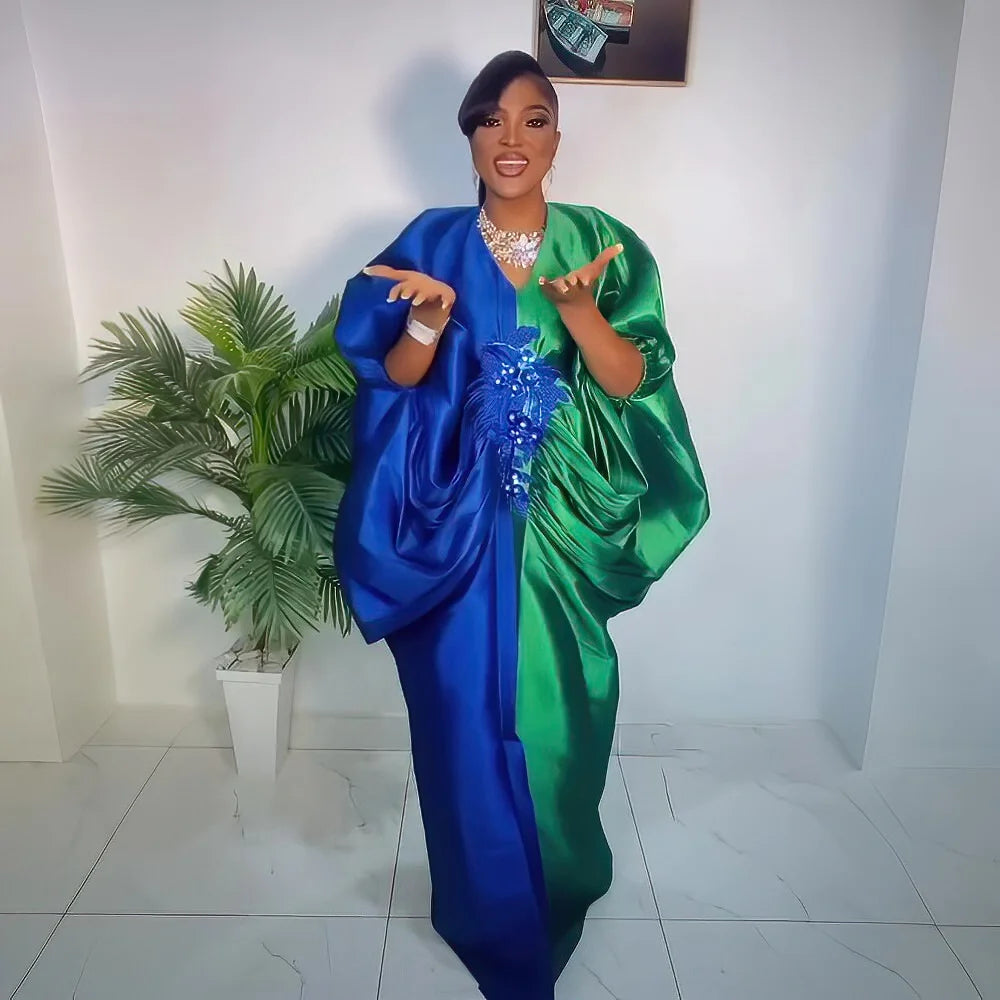 Elegance african dresses for woman Color blocking african dresses for woman party Plus size robe africains femme