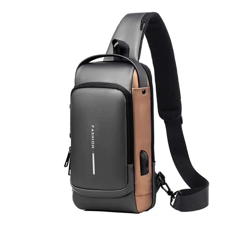 Designer Multifunction Anti-theft USB Shoulder Crossbody Bag Travel Sling Pack Messenger Pack Chest Bag Male Luxury Brand Men