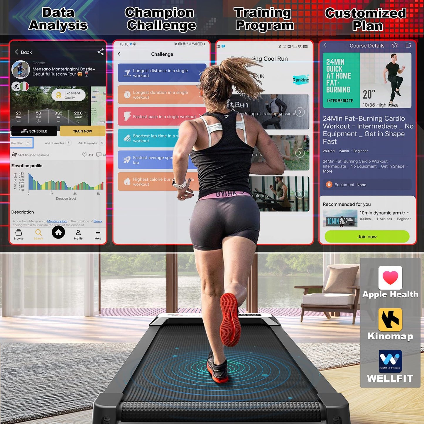 *Walking Pad Treadmill-3.0HP & 350 lb Capacity, Under Desk Treadmill with Incline for Home Small, 3 in 1 Foldable Treadmills, Smart Voice & Well Fit App & Remote Control, 2s Folding