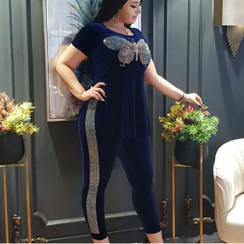 HGTE Velvet 2 Piece Set Women African Clothes Autumn Winter Africa Clothing Plus Size High Quality Fashion Suit African Dresses