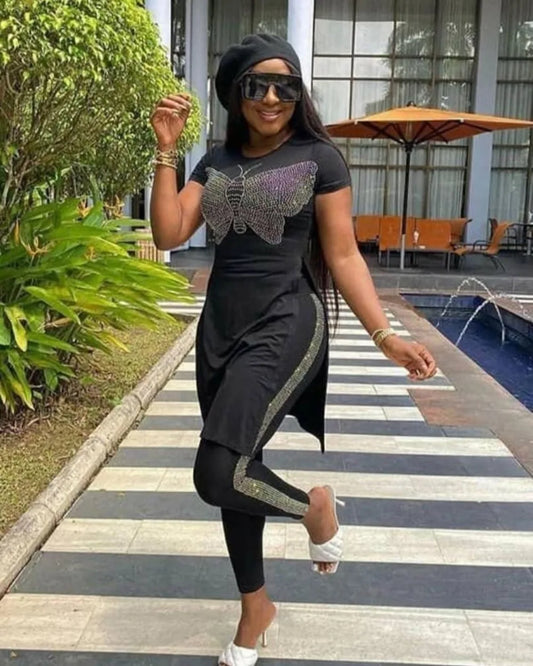 HGTE Velvet 2 Piece Set Women African Clothes Autumn Winter Africa Clothing Plus Size High Quality Fashion Suit African Dresses
