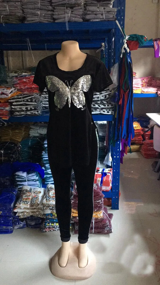 HGTE Velvet 2 Piece Set Women African Clothes Autumn Winter Africa Clothing Plus Size High Quality Fashion Suit African Dresses