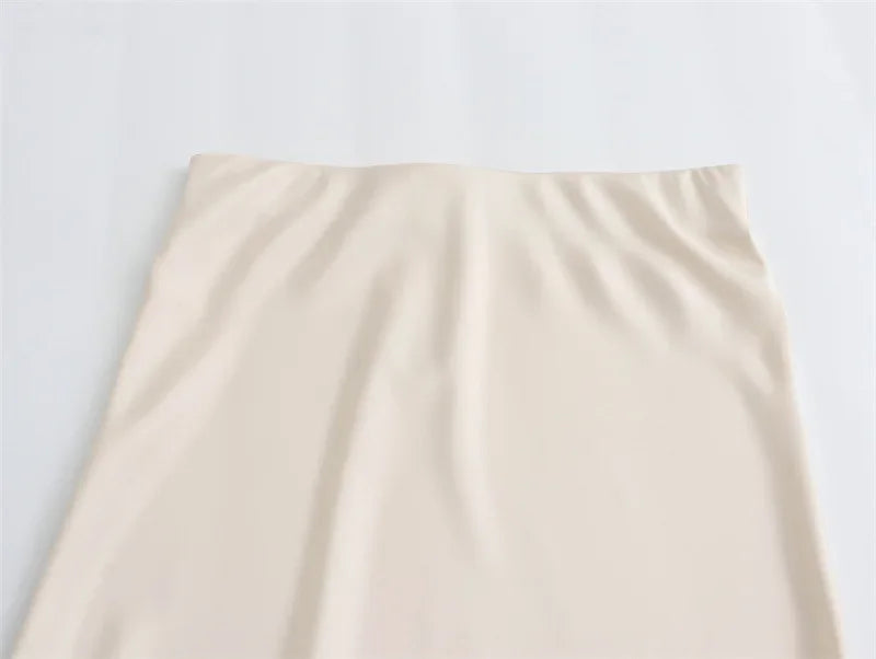 SAW Fast Selling Women's Clothing French Style Long Skirt High Waist Satin-Like Silk Sensation Independent Station Skirt