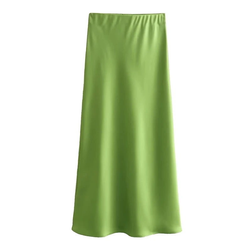 Spring 2025 Women Midi Skirts Fashion Temperament Casual Versatile High Waist Skirts Women Elastic Waist Skirts