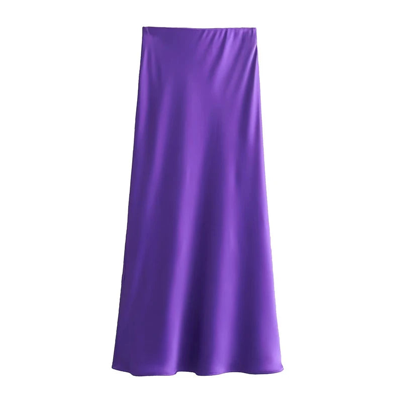 Spring 2025 Women Midi Skirts Fashion Temperament Casual Versatile High Waist Skirts Women Elastic Waist Skirts
