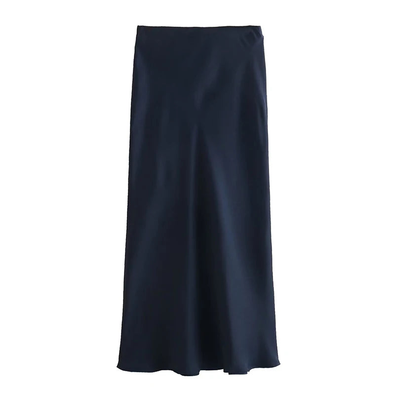 Spring 2025 Women Midi Skirts Fashion Temperament Casual Versatile High Waist Skirts Women Elastic Waist Skirts