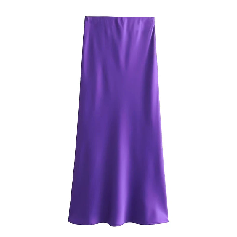 Spring 2025 Women Midi Skirts Fashion Temperament Casual Versatile High Waist Skirts Women Elastic Waist Skirts