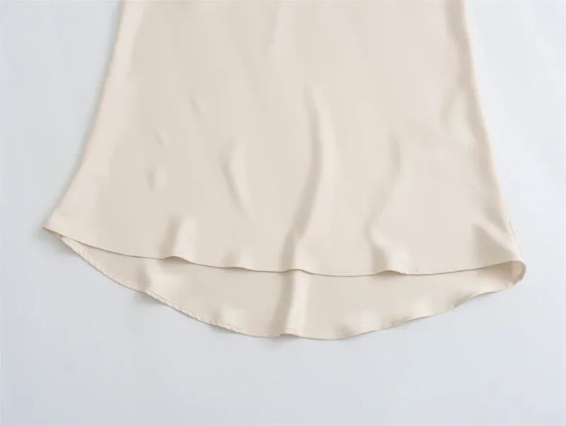 SAW Fast Selling Women's Clothing French Style Long Skirt High Waist Satin-Like Silk Sensation Independent Station Skirt