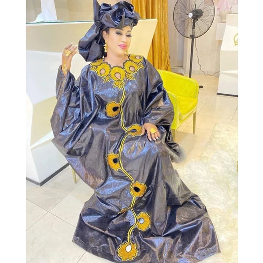 Black African Dresses For Women Bazin Riche Robe Original Basin For Wedding Party Newest Clothing Nigeria Tradition Bride Dress