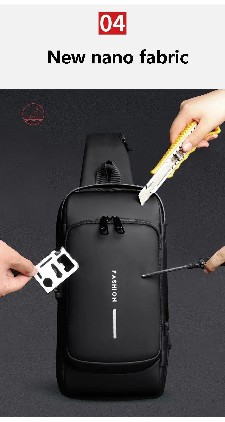 Designer Multifunction Anti-theft USB Shoulder Crossbody Bag Travel Sling Pack Messenger Pack Chest Bag Male Luxury Brand Men