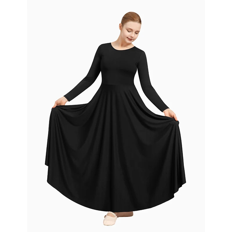 Women Praise Dance Dress Liturgical Worship Costume Long Sleeve Dancewea Can be freely trimmed
