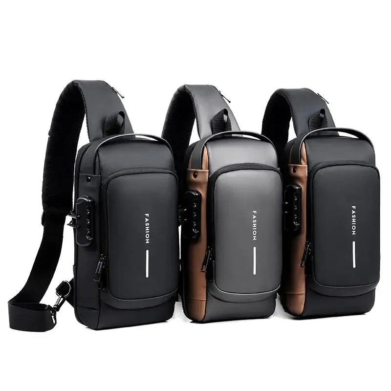 Designer Multifunction Anti-theft USB Shoulder Crossbody Bag Travel Sling Pack Messenger Pack Chest Bag Male Luxury Brand Men