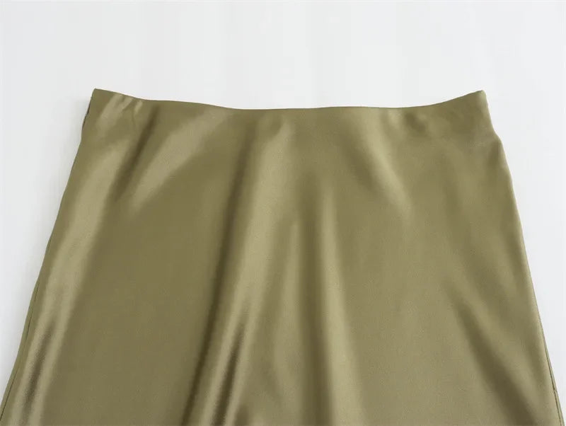 SAW Fast Selling Women's Clothing French Style Long Skirt High Waist Satin-Like Silk Sensation Independent Station Skirt