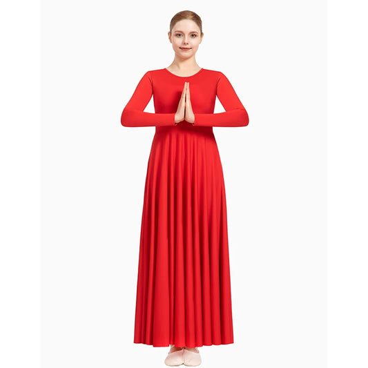 Women Praise Dance Dress Liturgical Worship Costume Long Sleeve Dancewea Can be freely trimmed