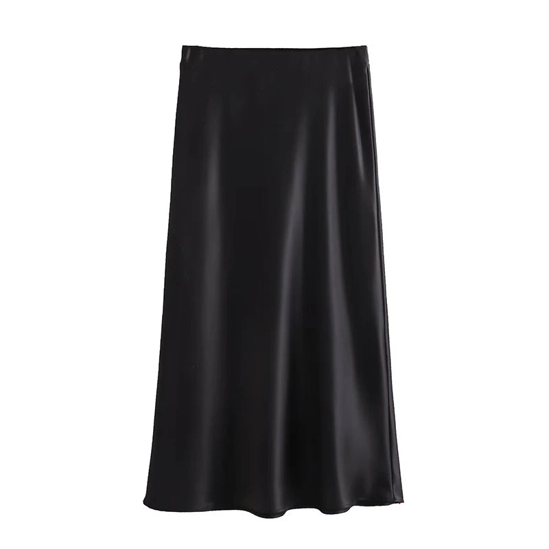 Spring 2025 Women Midi Skirts Fashion Temperament Casual Versatile High Waist Skirts Women Elastic Waist Skirts