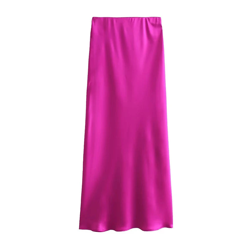 Spring 2025 Women Midi Skirts Fashion Temperament Casual Versatile High Waist Skirts Women Elastic Waist Skirts