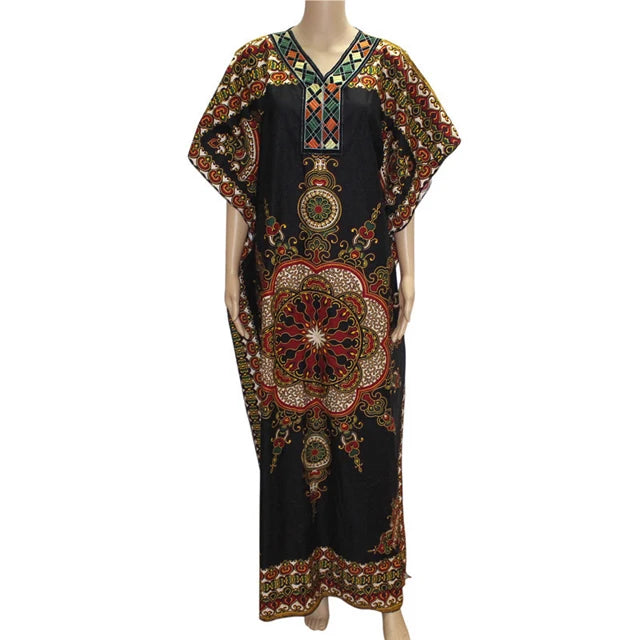 Plus Size African Party Dresses for Women 2024 New Fashion Dashiki Ankara Cotton Wedding Gowns Elegant Turkey Muslim Maxi Dress