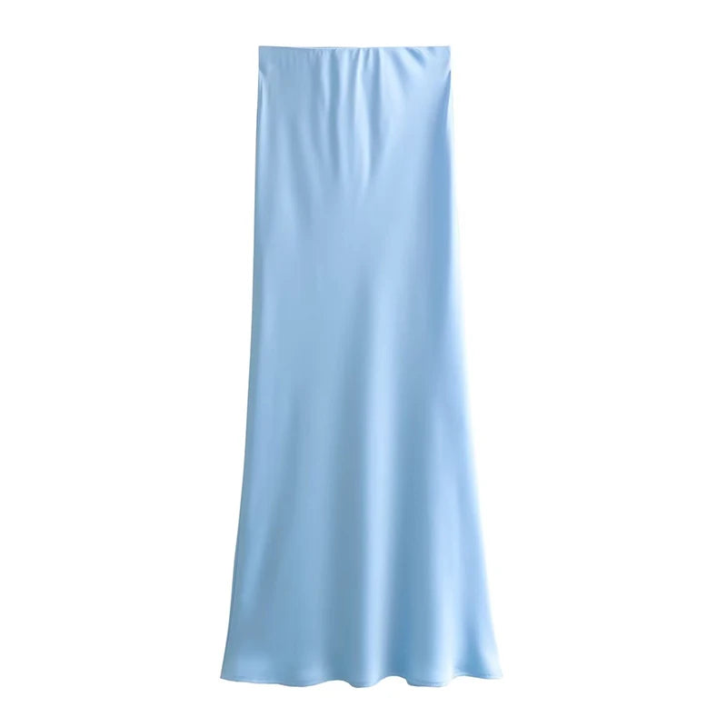 Spring 2025 Women Midi Skirts Fashion Temperament Casual Versatile High Waist Skirts Women Elastic Waist Skirts