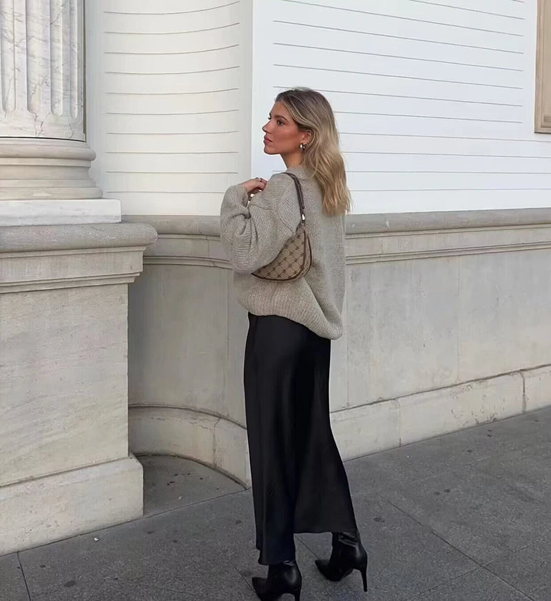 Spring 2025 Women Midi Skirts Fashion Temperament Casual Versatile High Waist Skirts Women Elastic Waist Skirts