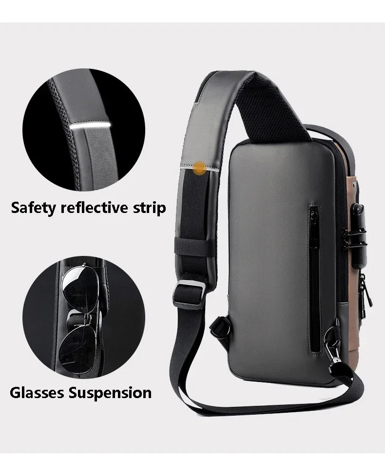 Designer Multifunction Anti-theft USB Shoulder Crossbody Bag Travel Sling Pack Messenger Pack Chest Bag Male Luxury Brand Men