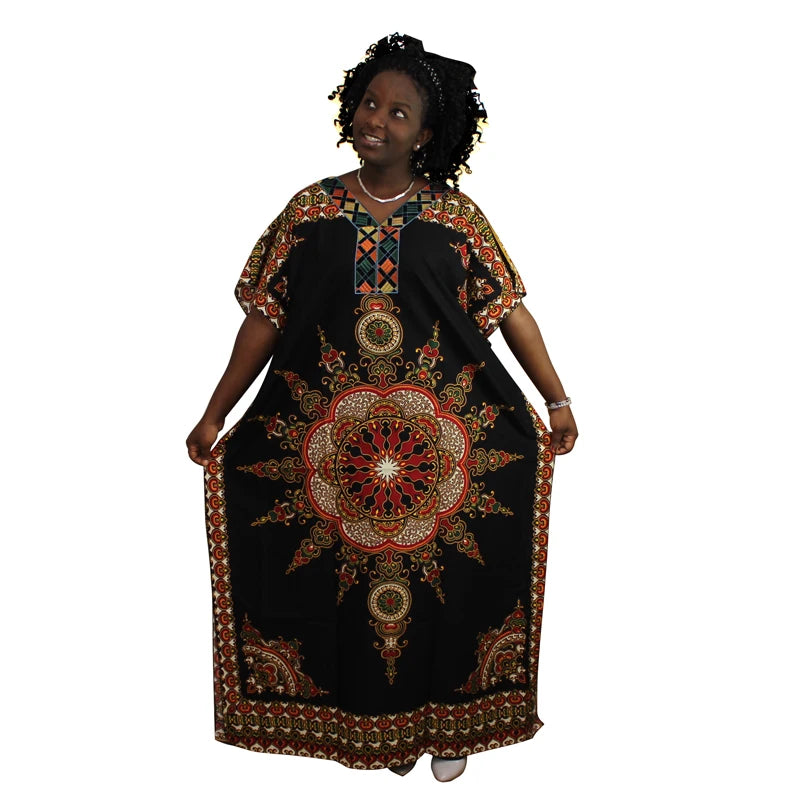 Plus Size African Party Dresses for Women 2024 New Fashion Dashiki Ankara Cotton Wedding Gowns Elegant Turkey Muslim Maxi Dress