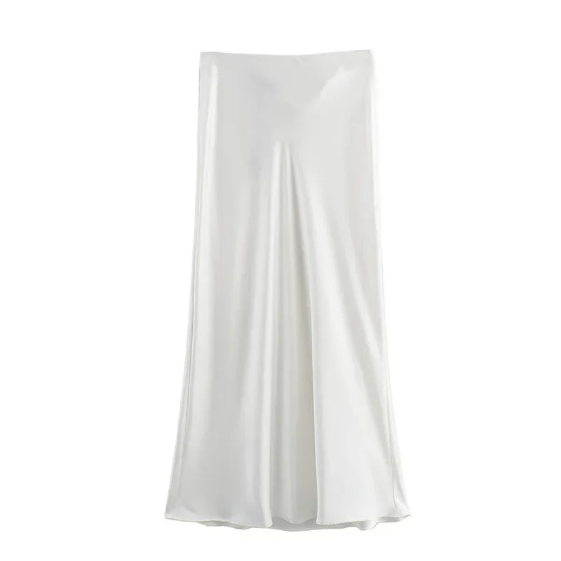SAW Fast Selling Women's Clothing French Style Long Skirt High Waist Satin-Like Silk Sensation Independent Station Skirt