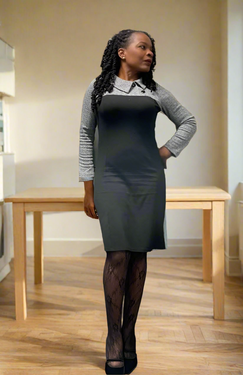 Vintage Women Patchwork Pattern Bodycon Elegant Office Ladies Charming Dress