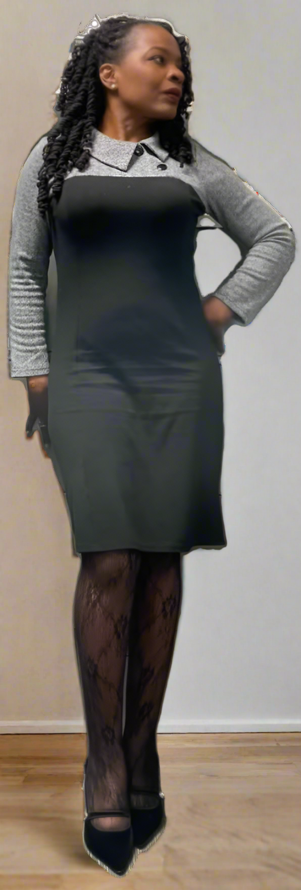 Vintage Women Patchwork Pattern Bodycon Elegant Office Ladies Charming Dress